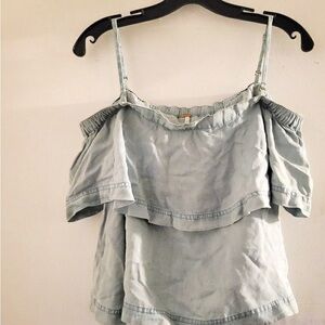 Elegant Sky Blue Ruffle Women's Blouse